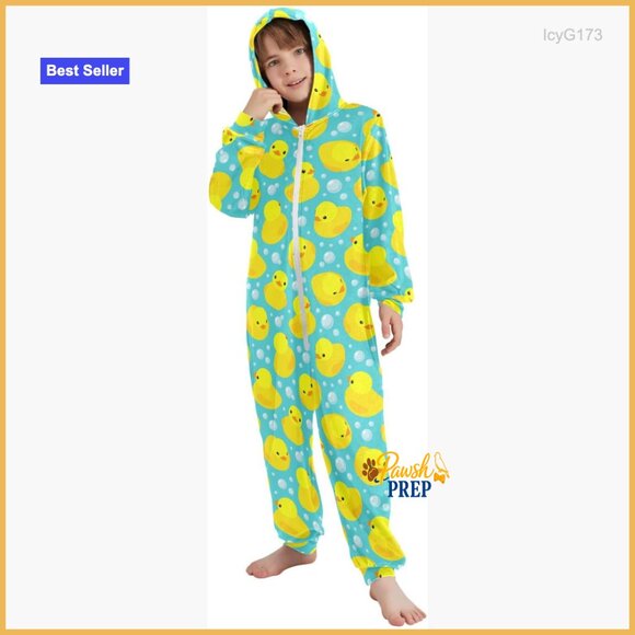 Unisex Onesie Pajamas Hooded Sleepwear Jumpsuit 4-14Y Super Soft Velvet